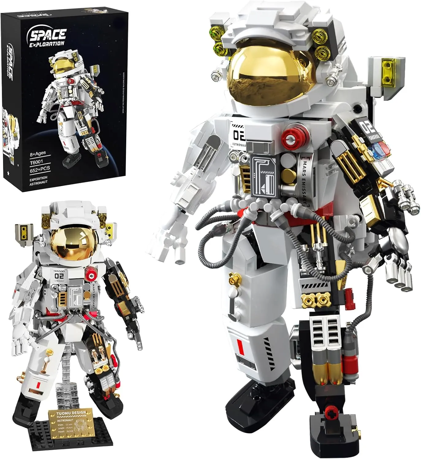 okk Space Astronaut Building Set, Space Toy for Kids, Collectible Astronaut Toy with Display Stand, Creative Space Exploration Astronaut Building Kit Gifts for Adults Boys Girls (652 Pieces)