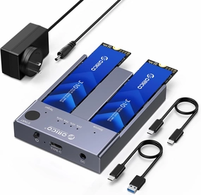 ORICO M.2 NVMe Cloner Dual-Bay NVMe Docking Station Offline Clone USB C to NVMe SSD Enclosure Aluminum M.2 Duplicator for PCIe M-Key SSDs Max Up to 8TB Tool Free-M2P2
