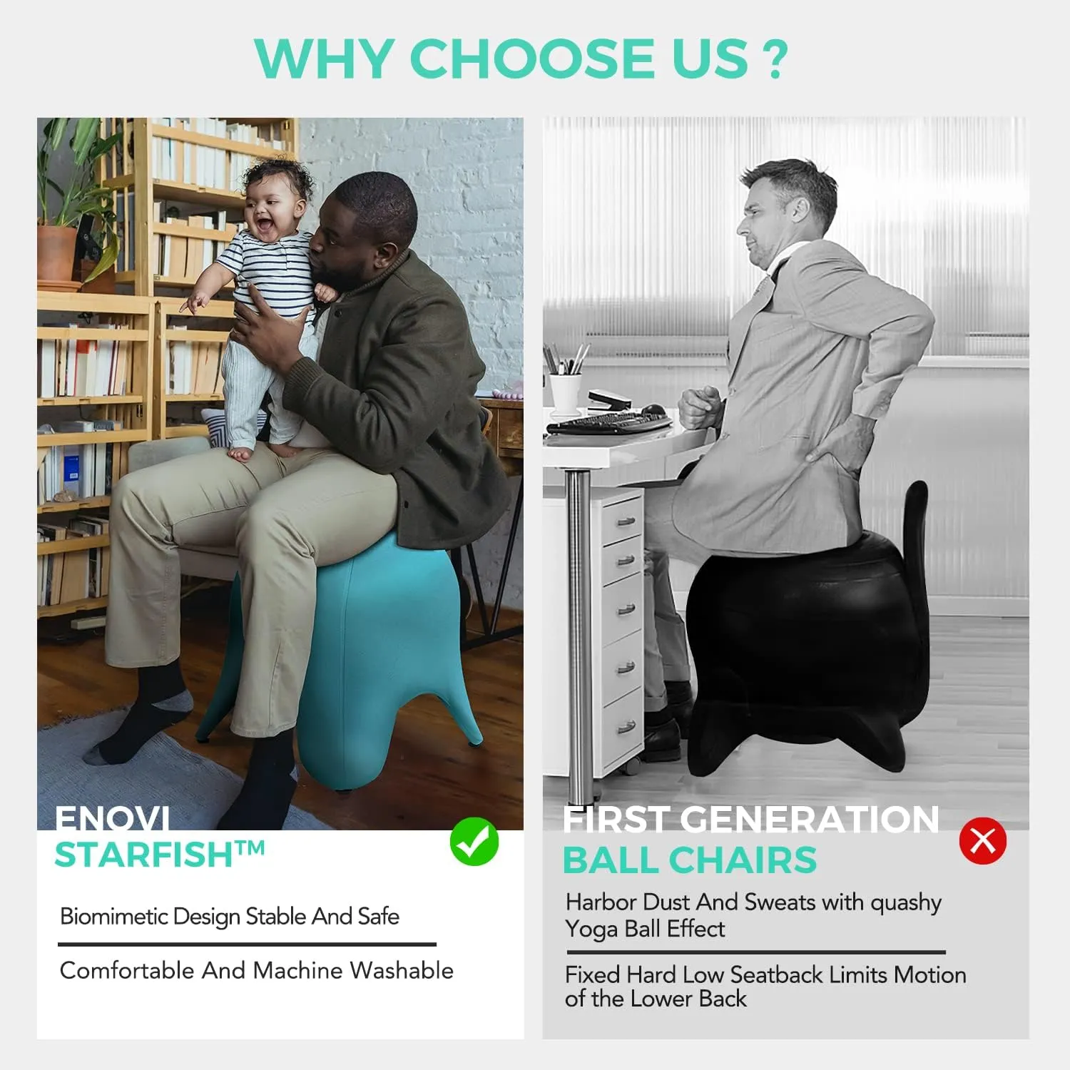 Original Starfish Ball Chair, Yoga Ball Chair Exercise Ball Chair Ergonomic Design for Home Office Desk, Stability Ball & Balance Ball Seat