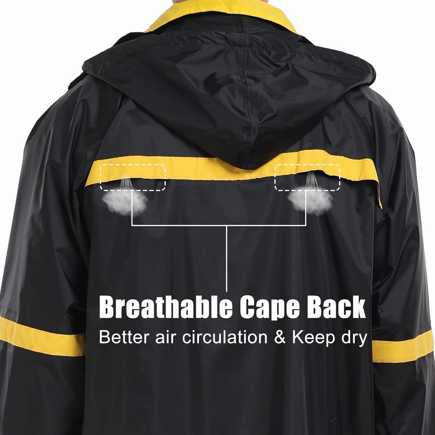 Ourcan Classic Long Raincoat for Men Waterproof Hooded Rain Jacket Poncho Breathable Lightweight Rainwear for Work Fishing