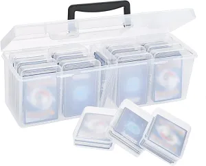 OwnMy 1 13 Plastic Trading Card Storage Box Holds 900  Cards, Portable Large Sports Card Storage Case Organizer Boxes for Baseball Football MTG TCG Cards