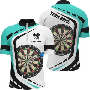 Personalized Dart Jerseys for Men, Dart Shirt, Funny 3D Darts Skull Colorful Fire Darts Men Quarter-Zip
