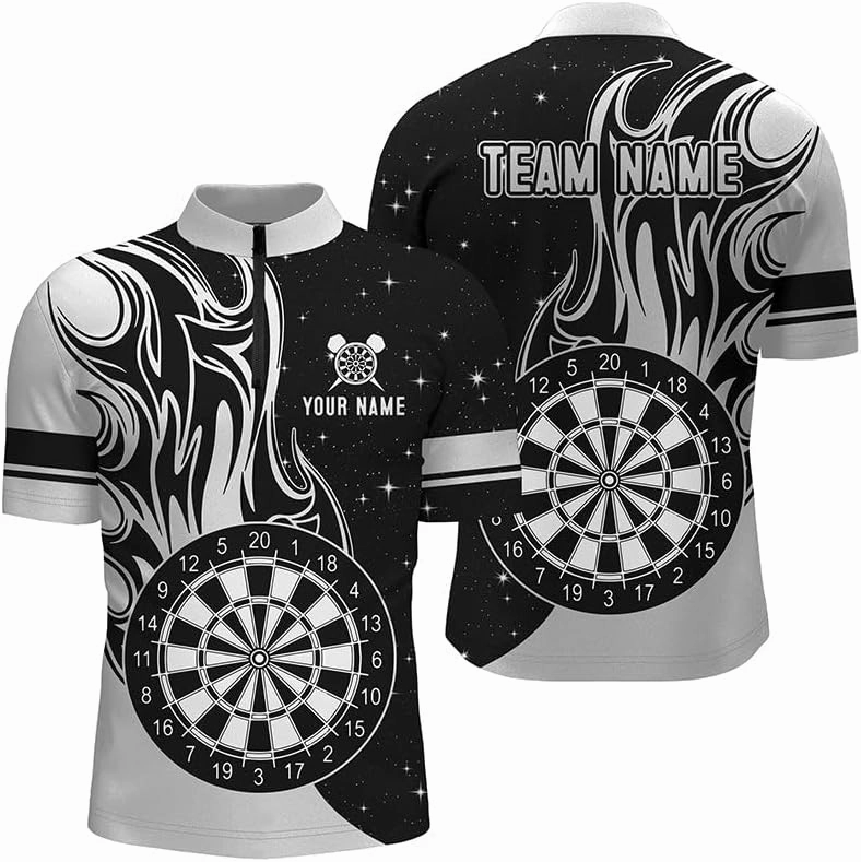 Personalized Dart Jerseys for Men, Dart Shirt, Dartboard Colorful Grunge Men Darts Quarter-Zip Shirt Darts