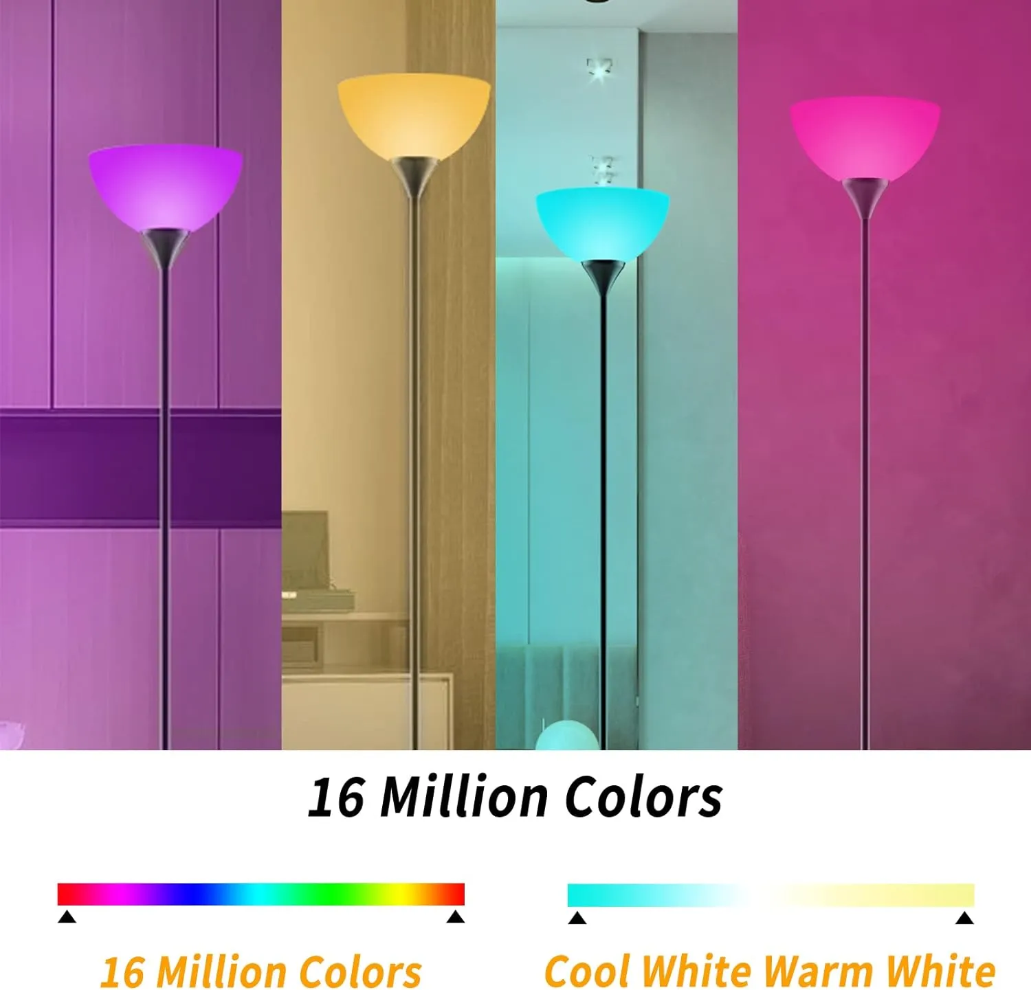 PESRAE Smart RGB Floor Lamp - Compatible with Alexa, Google Assistant WiFi App, Modern Color Changing, Dimmable for Living Room, Bedroom and Play Room
