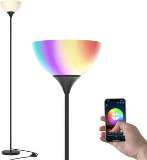 PESRAE Smart RGB Floor Lamp - Compatible with Alexa, Google Assistant WiFi App, Modern Color Changing, Dimmable for Living Room, Bedroom and Play Room
