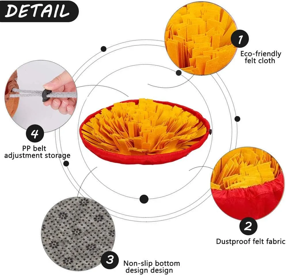Pet Snuffle Mat for Dogs, Interactive Feed Game for Boredom, Encourages Natural Foraging Skills for Cats Dogs Bowl Travel Use, Dog Treat Dispenser Indoor Outdoor Stress Relief (Yellow)