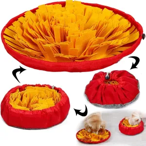 Pet Snuffle Mat for Dogs, Interactive Feed Game for Boredom, Encourages Natural Foraging Skills for Cats Dogs Bowl Travel Use, Dog Treat Dispenser Indoor Outdoor Stress Relief (Yellow)