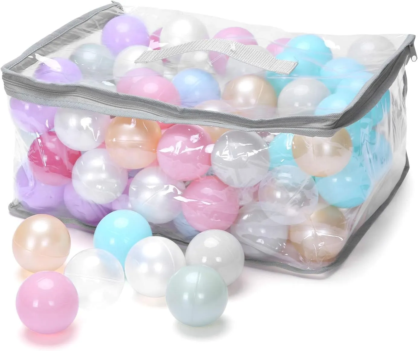 PlayMaty Colorful Pit Balls 2.1-inch Plastic Ocean Ball Crush Proof Stress Balls for Kids Pool Ball Playhouse Ball Pit Accessories
