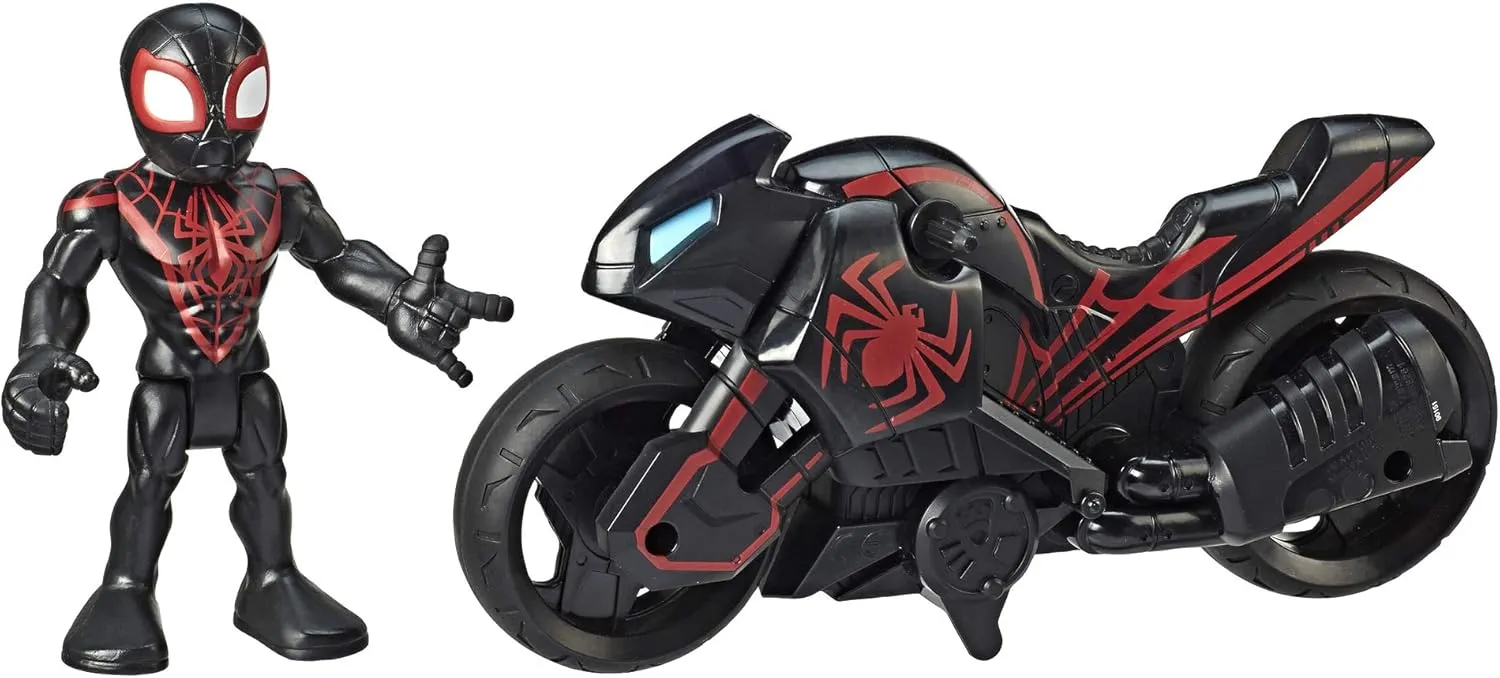 Playskool Heroes Marvel Super Hero Adventures Kid Arachnid Web Wheels, 5-Inch Figure and Motorcycle Set, Collectible Toys for Kids Ages 3 and Up