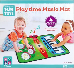 Playtime Music Mat - 4 Instrument Modes, Hand & Button Play, Fun Sounds-Tones-Melodies, Drum & Keyboard, Baby & Toddlers 12 Mo 