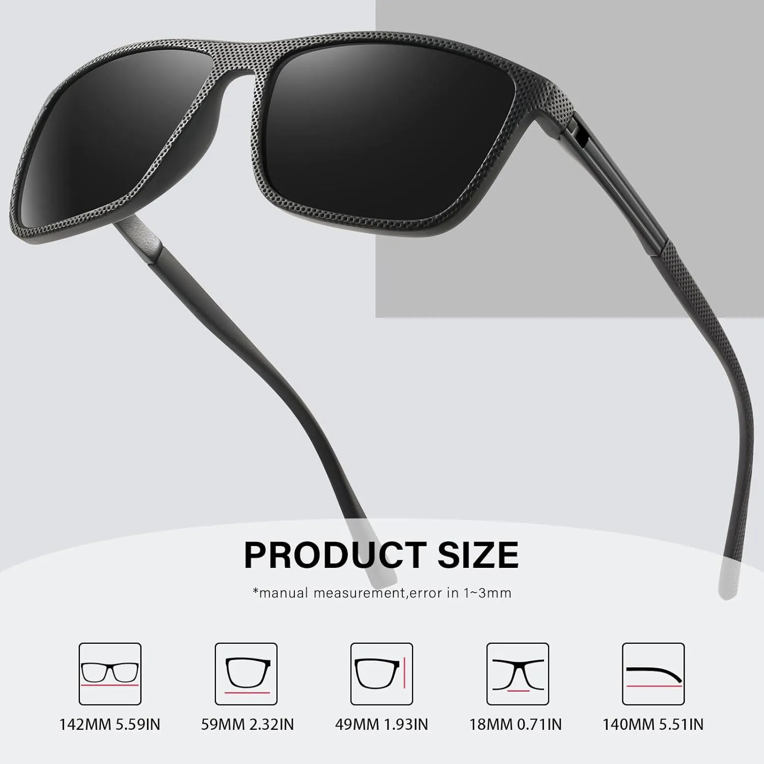 Polarized Sunglasses for Men Classic Lightweight Driving Fishing Golf Sun Glasses UV Protection Goggles