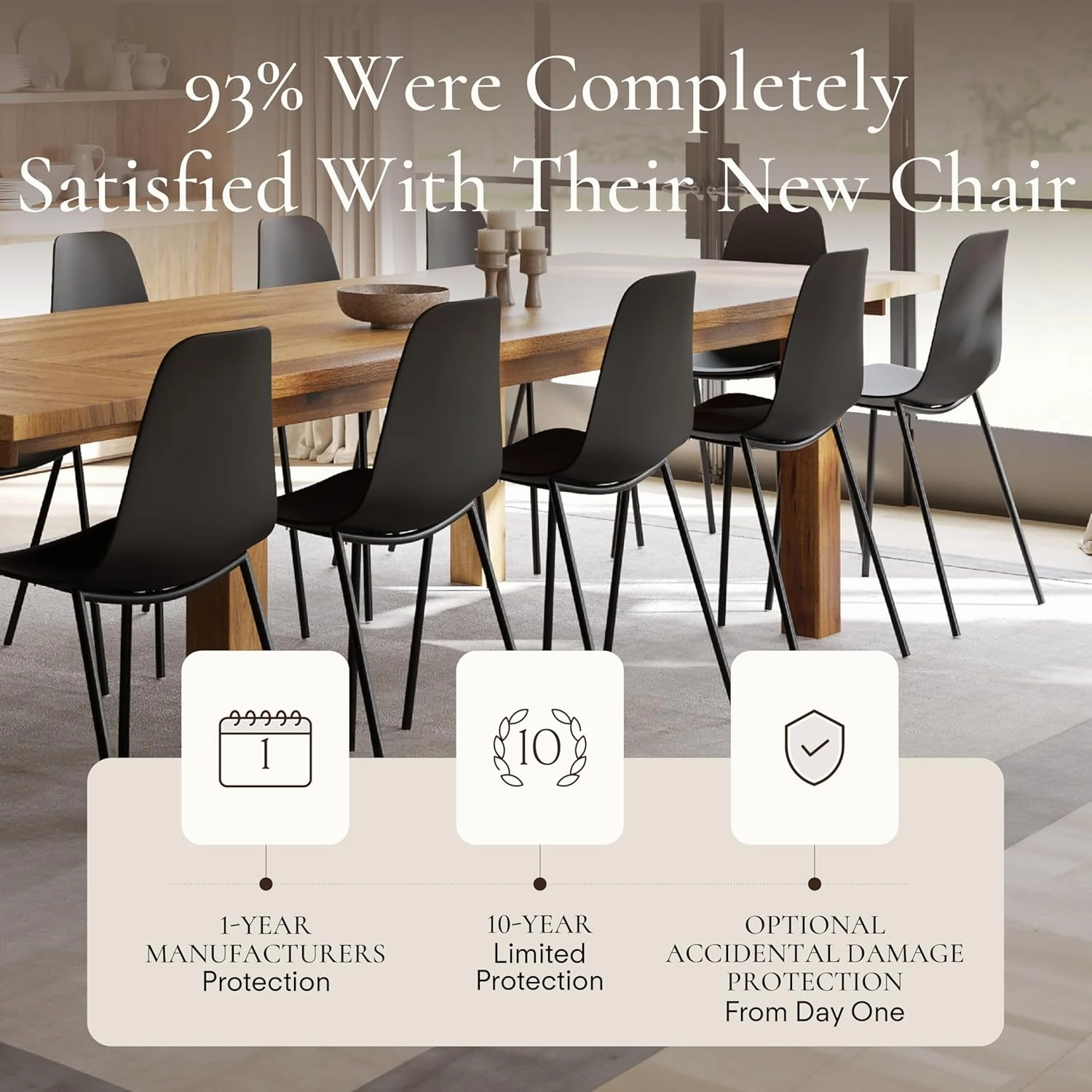 POLY & BARK Isla Modern Kitchen Chairs Set of 4 - Plastic Dining Chair with Metal Legs - Quick Assembly Simple Cafe Chairs Plastic for Indoor or Outdoor - Ebony Black