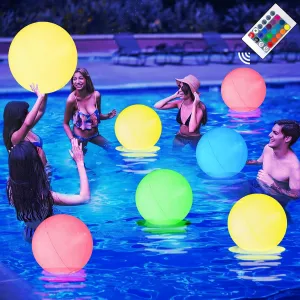 Pool Toys，4 Packs Led Beach Ball Toy with 16 Colors Lights and 4 Light Modes, Pool Beach Games Balls for Summer Parties, Glow in The Dark Pool Beach Decorations for Kids&Adults