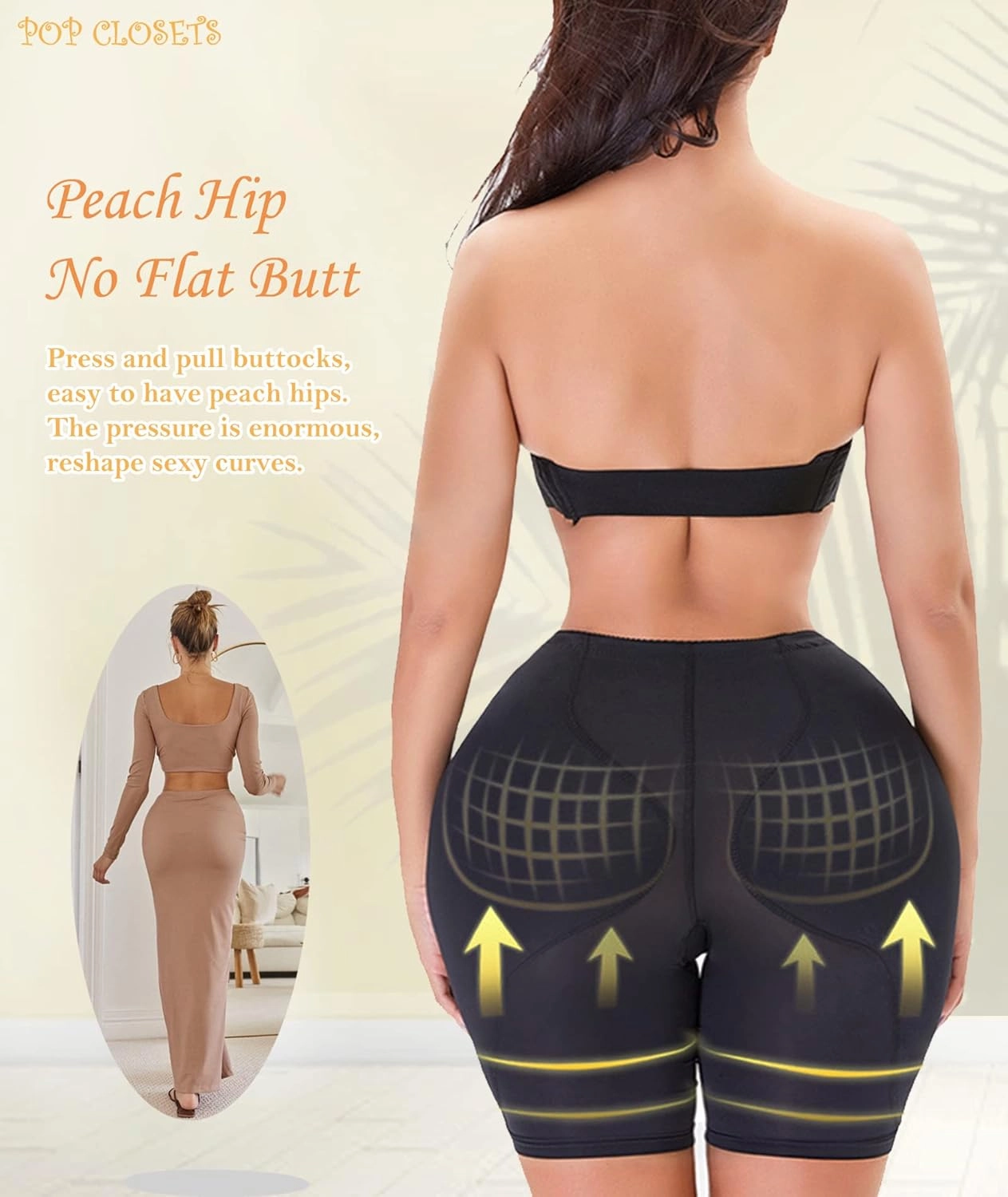 POP CLOSETS Hip Dip Pads for Women Hip Padded Underwear Butt Lifter Pad Panties Butt Enhancer Booty Lifter Shapewear