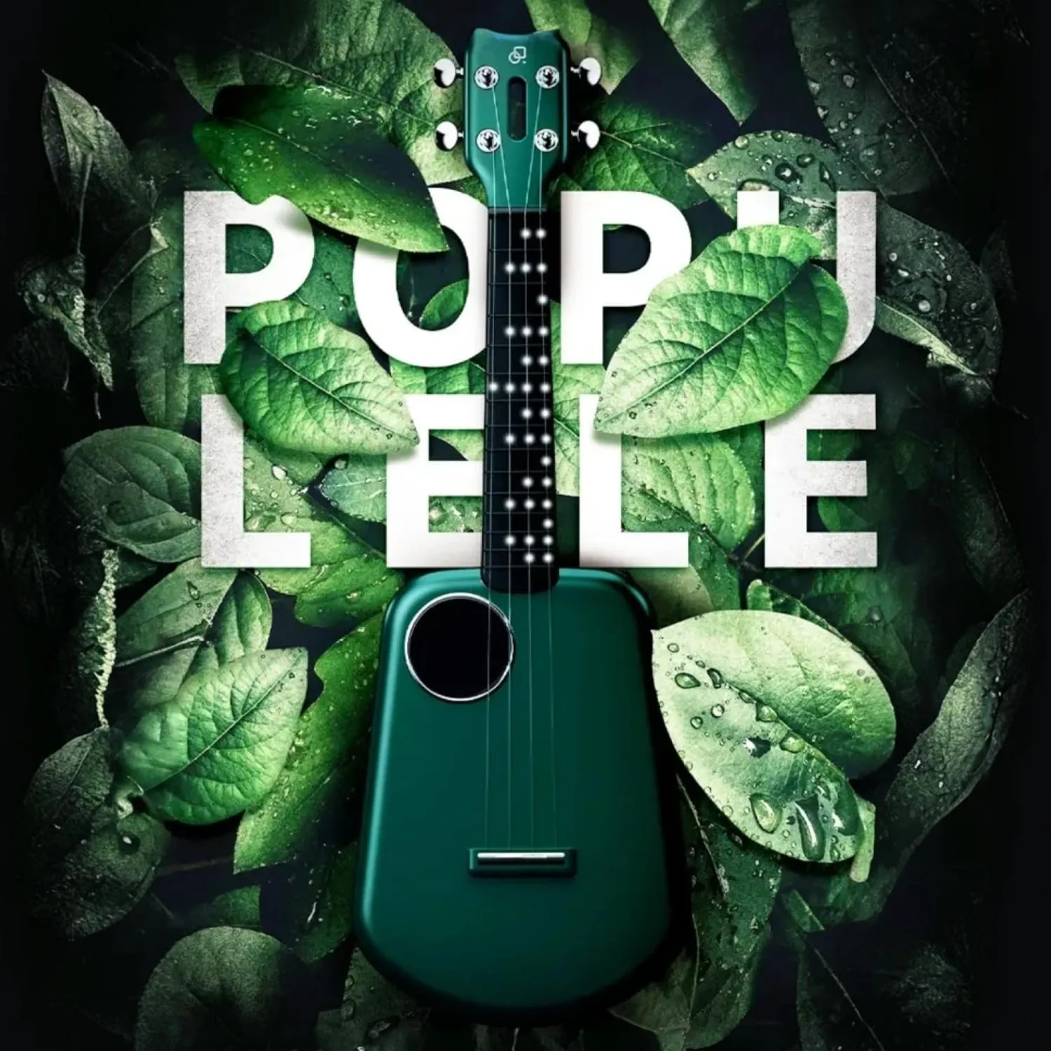 Populele Smart Concert Ukulele with 72 LEDs, 23" Carbon Fiber Ukulele Free Online Lessons & Song Library, Auto Tuning, Includes Gig Bag, Stand, Strap, Nylon Strings, Gift Choice