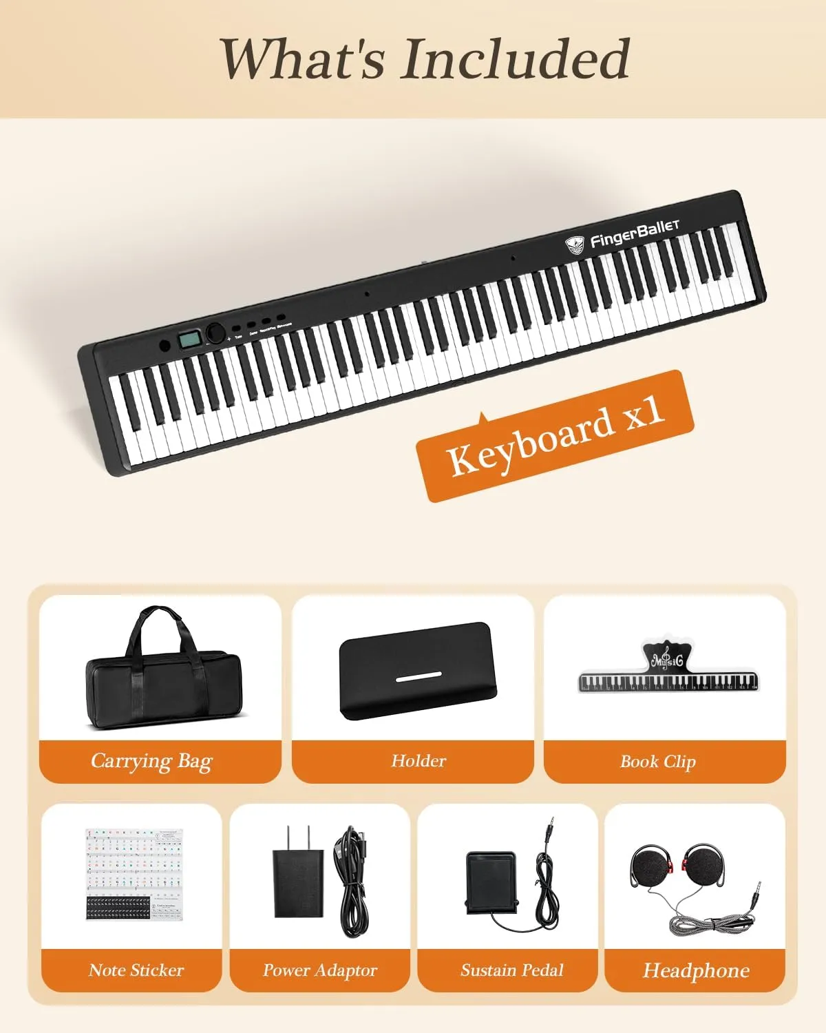Portable Piano Keyboard, Semi-Weighted Folding Digital Piano 88 Key, Full Size, Wood Grain, Electric Piano Keyboard w/MIDI Bluetooth, Suitable for Adult, Toddler, Kids