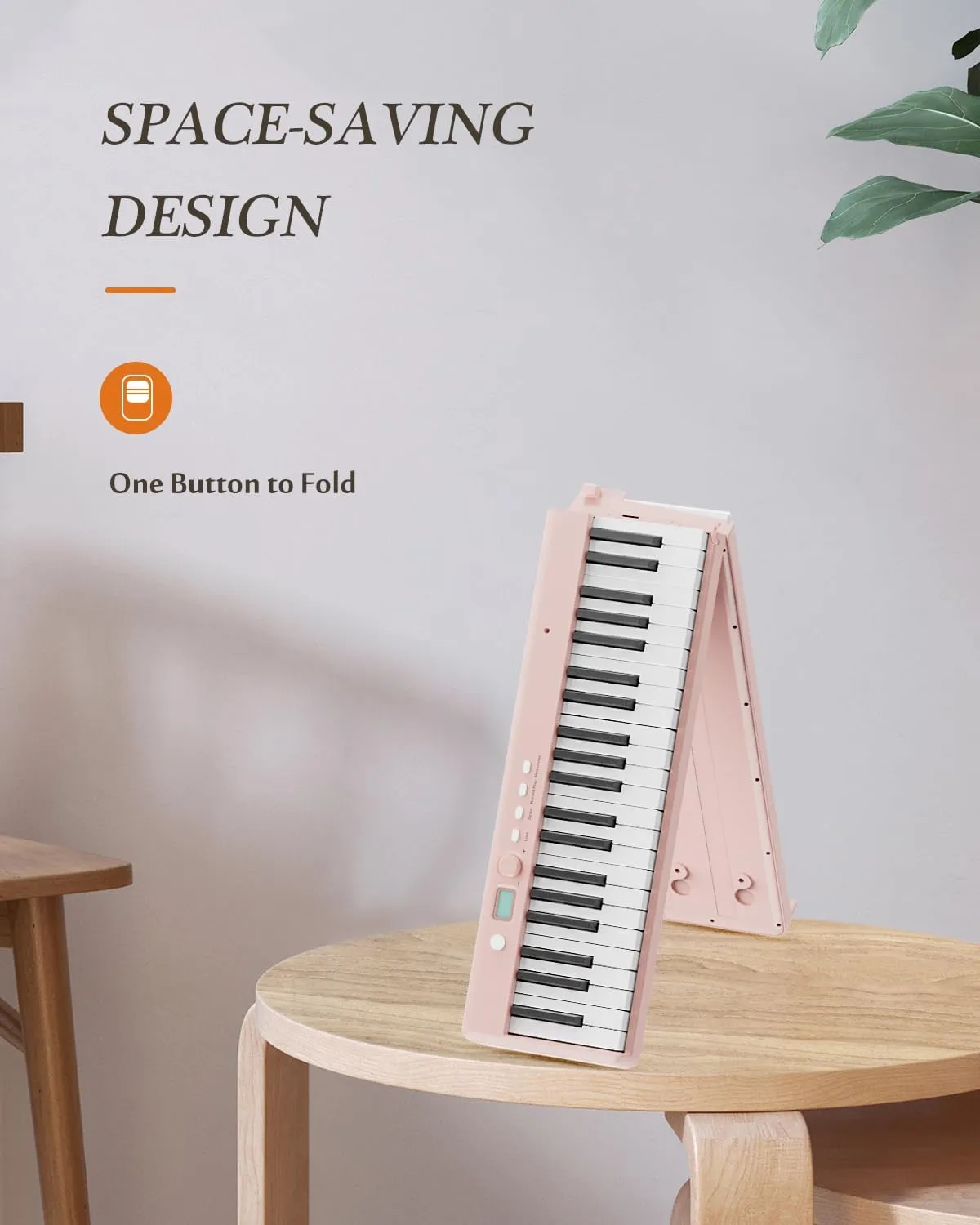 Portable Piano Keyboard, Semi-Weighted Folding Digital Piano 88 Key, Full Size, Wood Grain, Electric Piano Keyboard w/MIDI Bluetooth, Suitable for Adult, Toddler, Kids