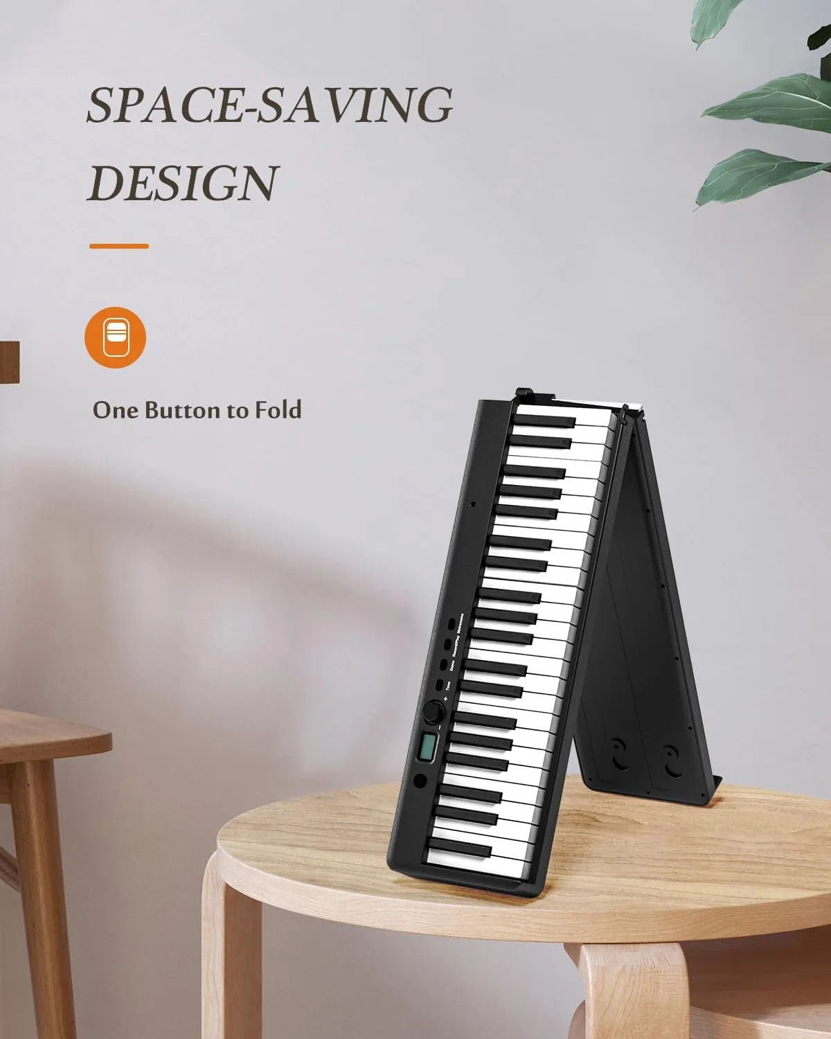 Portable Piano Keyboard, Semi-Weighted Folding Digital Piano 88 Key, Full Size, Wood Grain, Electric Piano Keyboard w/MIDI Bluetooth, Suitable for Adult, Toddler, Kids