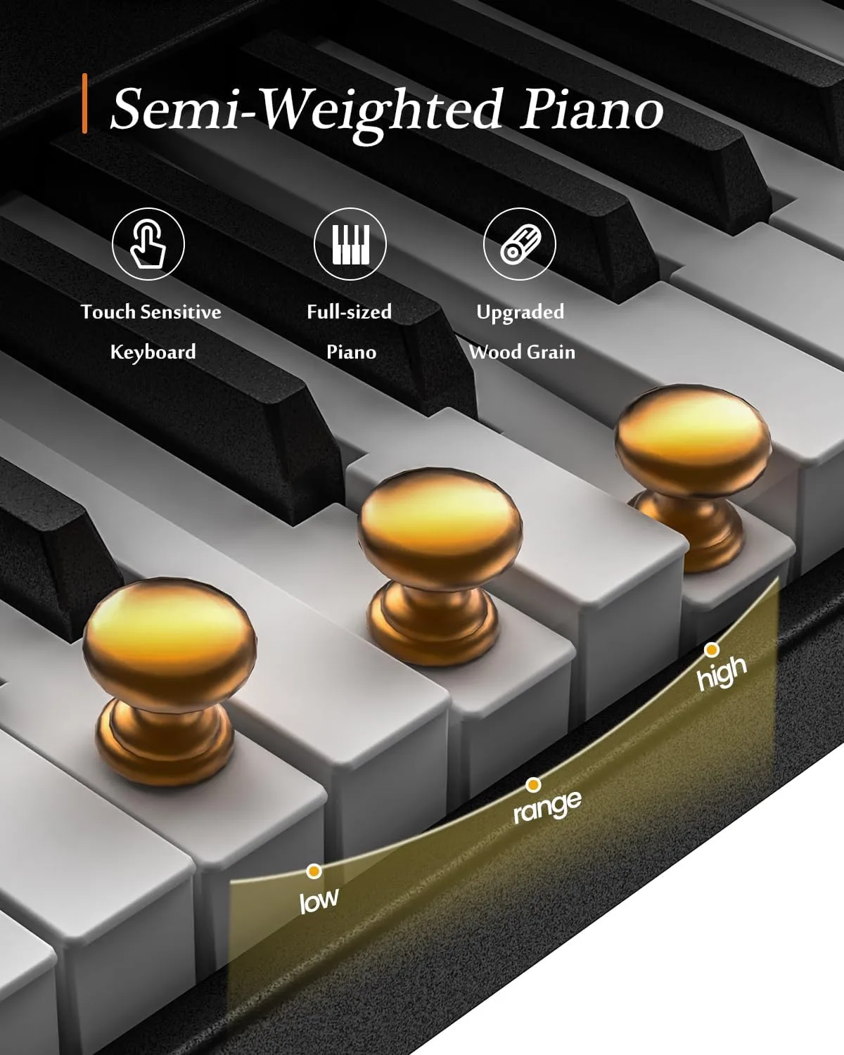 Portable Piano Keyboard, Semi-Weighted Folding Digital Piano 88 Key, Full Size, Wood Grain, Electric Piano Keyboard w/MIDI Bluetooth, Suitable for Adult, Toddler, Kids