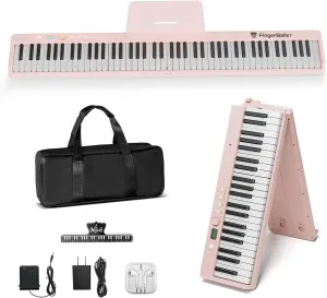 Portable Piano Keyboard, Semi-Weighted Folding Digital Piano 88 Key, Full Size, Wood Grain, Electric Piano Keyboard w/MIDI Bluetooth, Suitable for Adult, Toddler, Kids