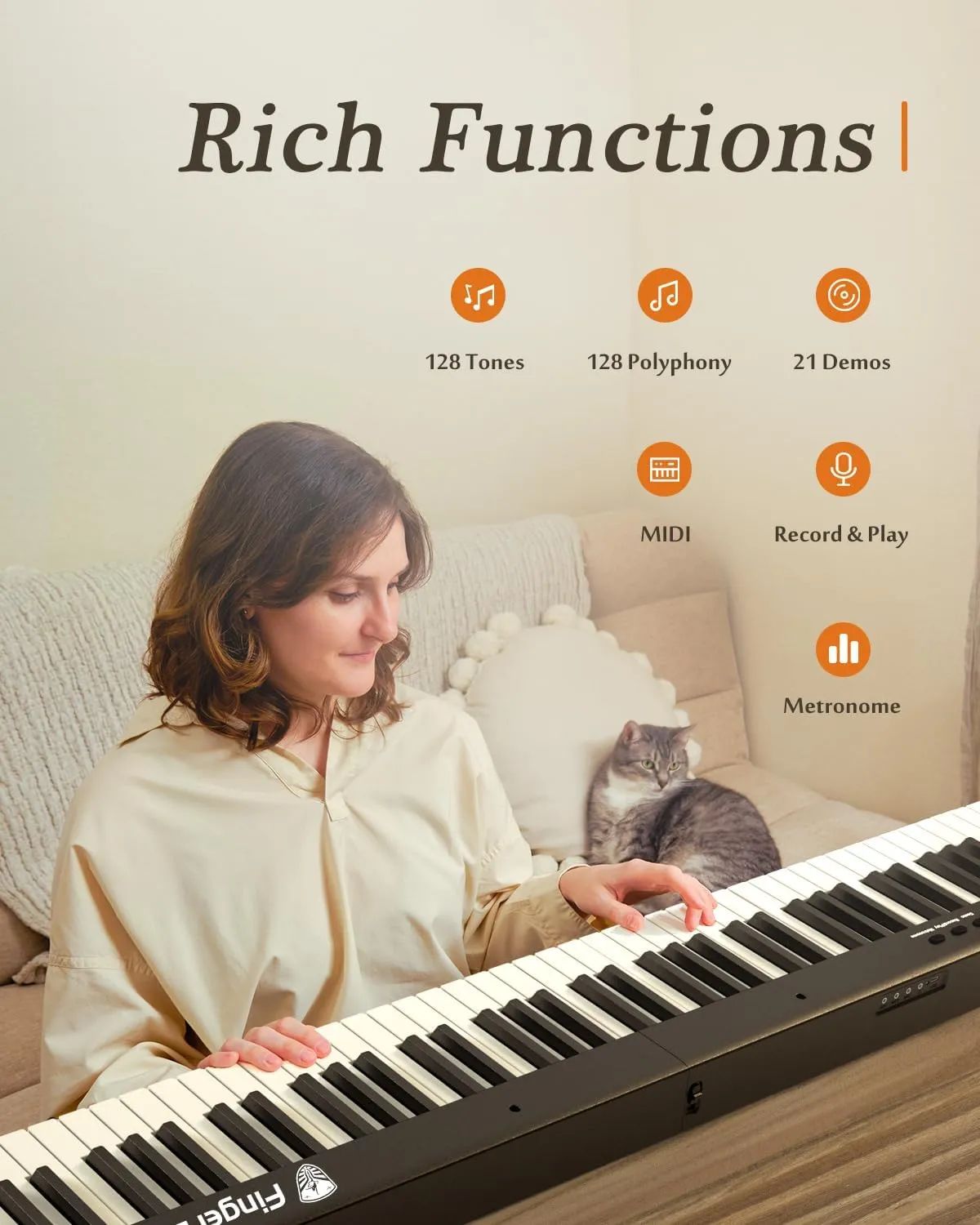 Portable Piano Keyboard, Semi-Weighted Folding Digital Piano 88 Key, Full Size, Wood Grain, Electric Piano Keyboard w/MIDI Bluetooth, Suitable for Adult, Toddler, Kids