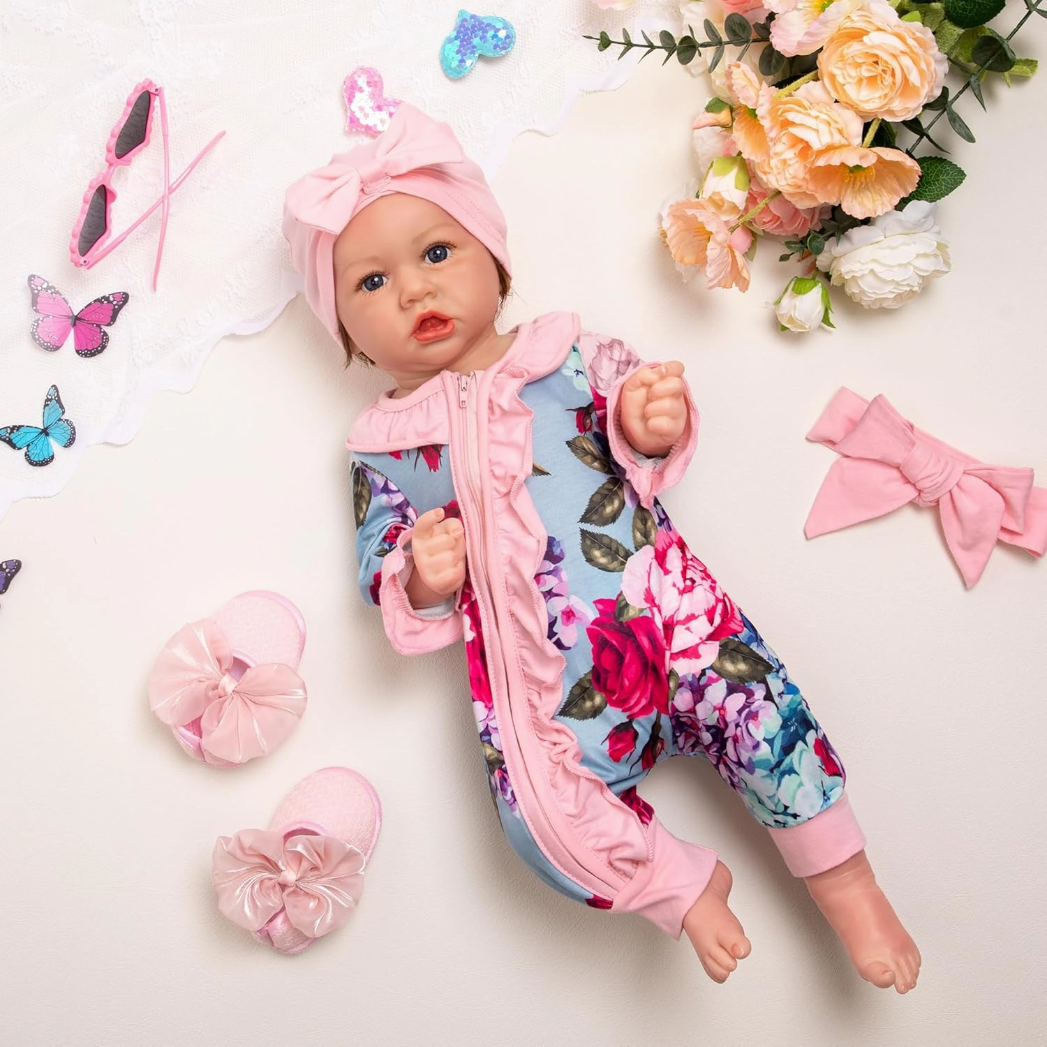 Preemie Newborn Baby Girl Romper 3-Piece Set