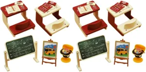 PRETYZOOM 2 Set of Mini School Dollhouse Accessory, 1:12 Miniature Resin Blackboard, Desk Chair, Easel, Classroom Scene Playsets, Dollhouse Furniture Props, Birthday Presents for Girls