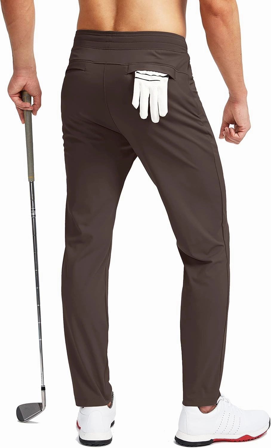 Pudolla Men's Golf Pants Stretch Sweatpants with Zipper Pockets Slim Fit Work Casual Joggers Pants for Men
