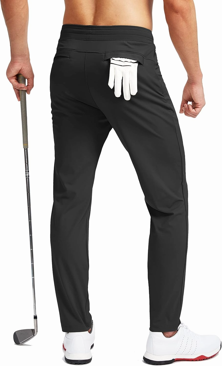 Pudolla Men's Golf Pants Stretch Sweatpants with Zipper Pockets Slim Fit Work Casual Joggers Pants for Men