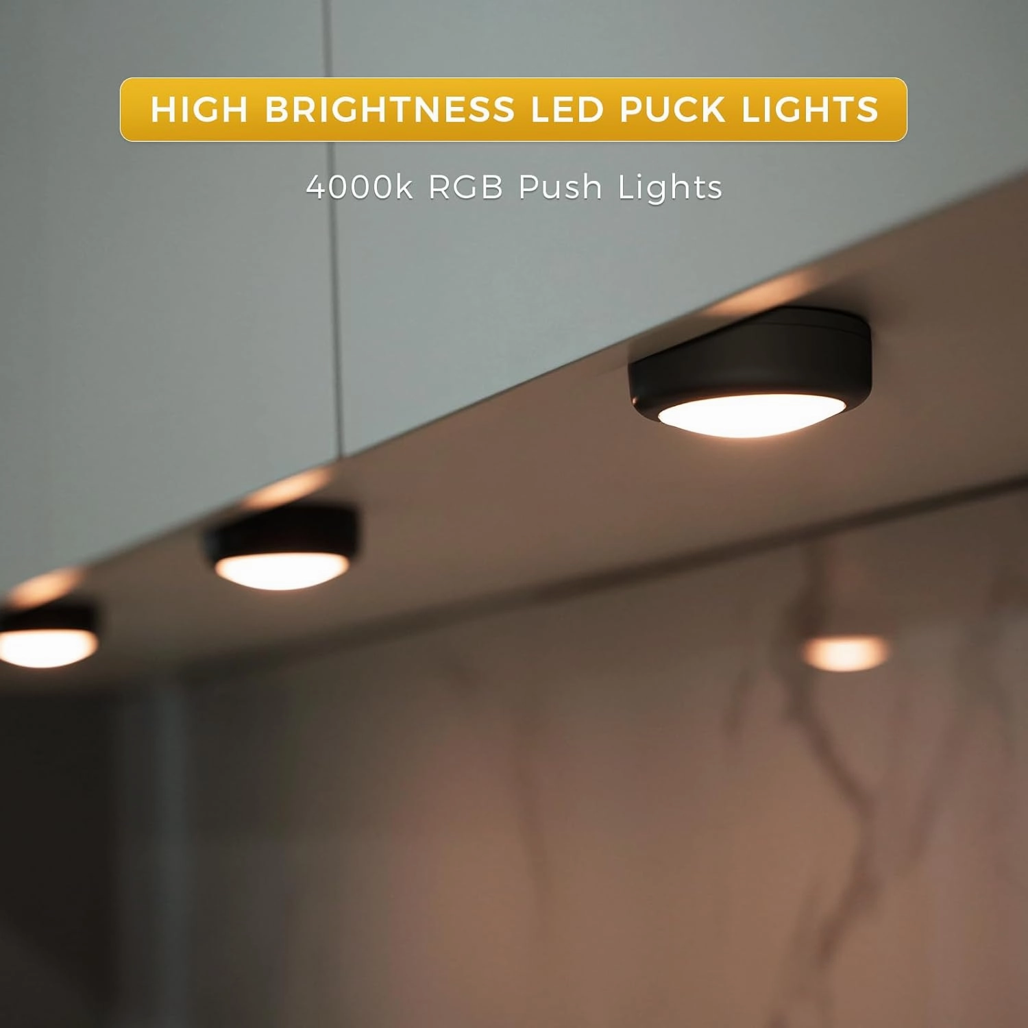 Push Lights with Remote Puck Lighting Battery Operated Tap Lights Button Stick On Color Changing Led Lights 6 Pack (6p Black)