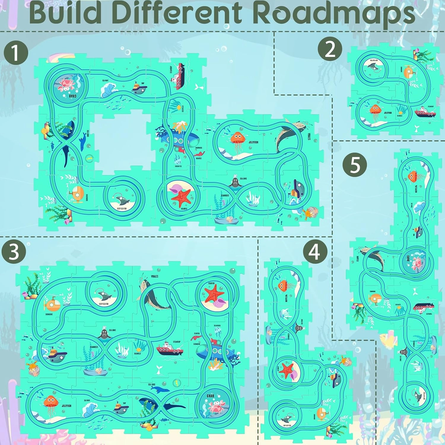 Puzzles and Track Combo, Kids Puzzle Rail Car Play Set, Educational Toys for 3 4 5 6 Year Old Boys Girls, Toddler Montessori Toy Gift