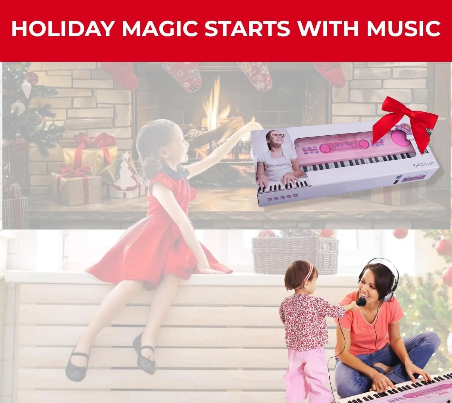 PYLE-PRO Electric Musical Keyboard for Kids-Portable 49 Key Electronic Piano & Karaoke Keyboard, Learning Keyboard for Children w/ Microphone and Recording, Built-in Speaker-PKBRD4911PK (Pink)