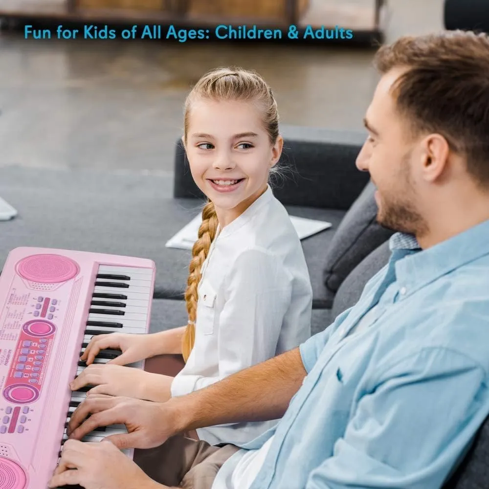 PYLE-PRO Electric Musical Keyboard for Kids-Portable 49 Key Electronic Piano & Karaoke Keyboard, Learning Keyboard for Children w/ Microphone and Recording, Built-in Speaker-PKBRD4911PK (Pink)