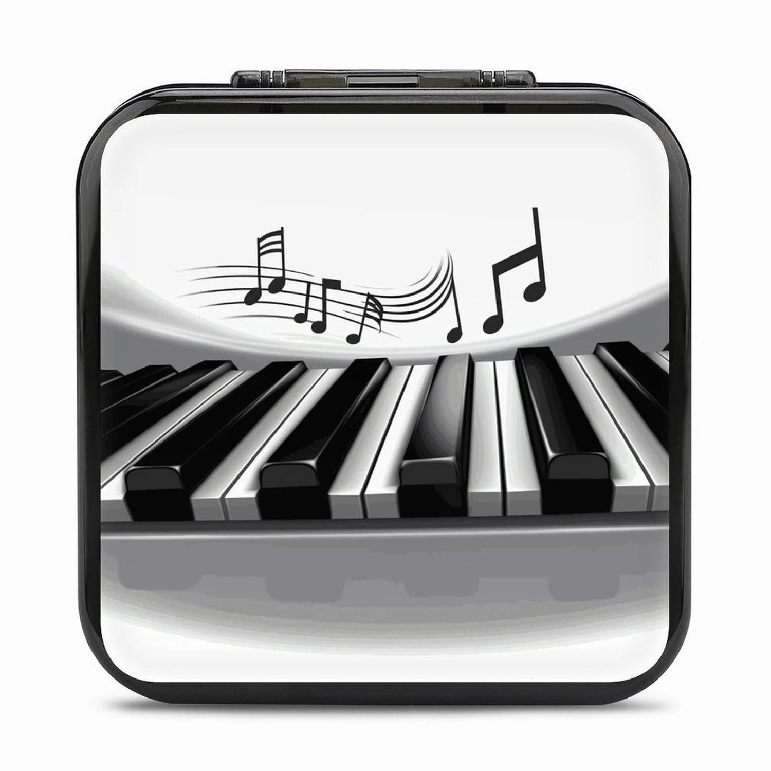 QMNBTES Piano Music Symbol Switch Game Case Switch Game Holder Cartridge Case Storage 24 Games & 2 Micro Sd Card Slots, Travel Carry Cases, Portable Games Card Storage, Hard Shell, Buckle Closure