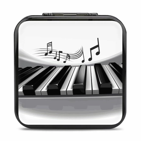 QMNBTES Piano Music Symbol Switch Game Case Switch Game Holder Cartridge Case Storage 24 Games & 2 Micro Sd Card Slots, Travel Carry Cases, Portable Games Card Storage, Hard Shell, Buckle Closure