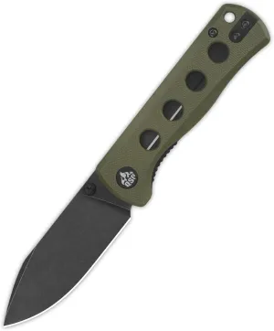 QSP KNIFE CANARY FOLDER POCKET KNIFE, SHARP 14C28N BLADE with COLORFUL G-10 HANDLES (blackwash blade,olive green G-10 handle)