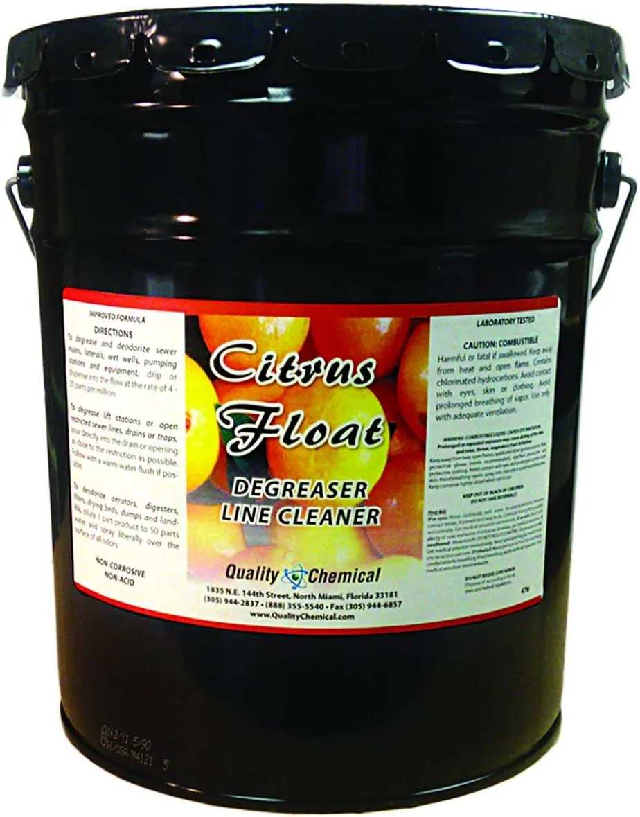 Quality Chemical Lift Station Cleaner and Degreaser -All Natural Citrus Power Float-5 gallon pail