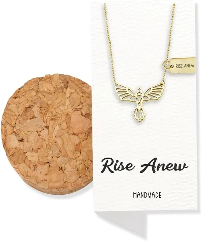 quan jewelry Phoenix Pendant Women Necklace, Bird Charm with Motivational Quote Card,Gift for Mom, Sister - Handmade