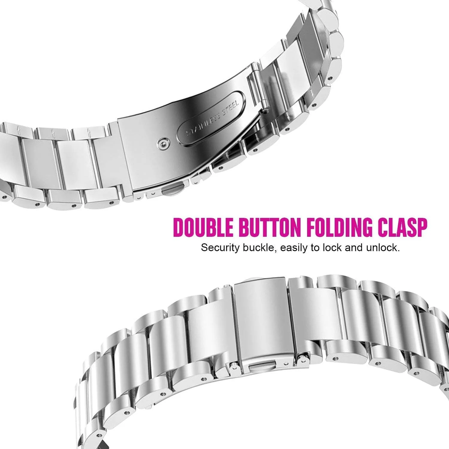 Quick Release Stainless Steel Metal Replacement Straps - Compatible with Quican, aeac, WMK, Fitpolo ID208 Plus 1.8 Inches Smart Watch Bands
