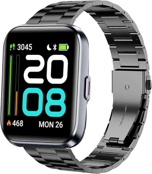 Quick Release Stainless Steel Metal Replacement Straps - Compatible with Quican, aeac, WMK, Fitpolo ID208 Plus 1.8 Inches Smart Watch Bands