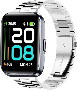 Quick Release Stainless Steel Metal Replacement Straps - Compatible with Quican, aeac, WMK, Fitpolo ID208 Plus 1.8 Inches Smart Watch Bands