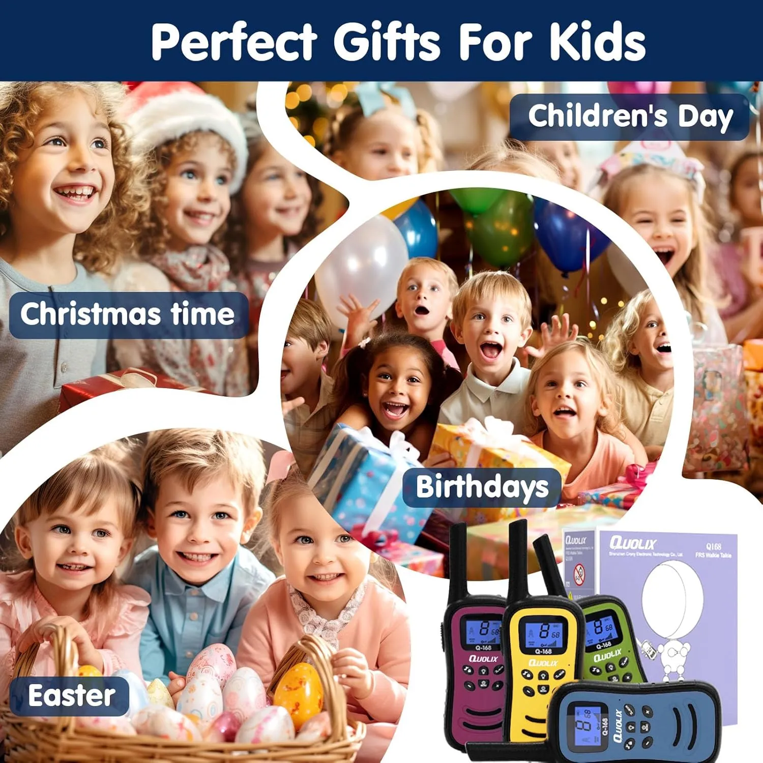 Quolix Walkie Talkies for Kids Rechargeable, Toys for Age 5-13 Girls LED Flashlight, VOX, Easy to Use Kids Walkie Talkies Long Range for Christmas Birthday Gifts Indoor and Outdoor Toys
