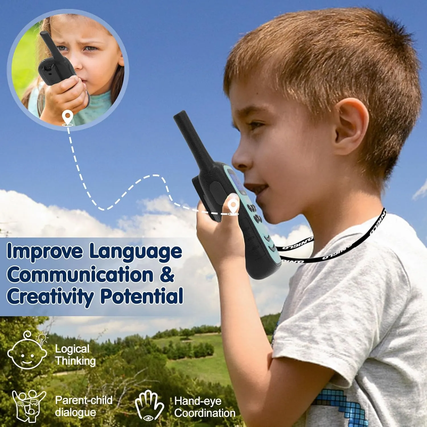 Quolix Walkie Talkies for Kids Rechargeable, Toys for Age 5-13 Girls LED Flashlight, VOX, Easy to Use Kids Walkie Talkies Long Range for Christmas Birthday Gifts Indoor and Outdoor Toys