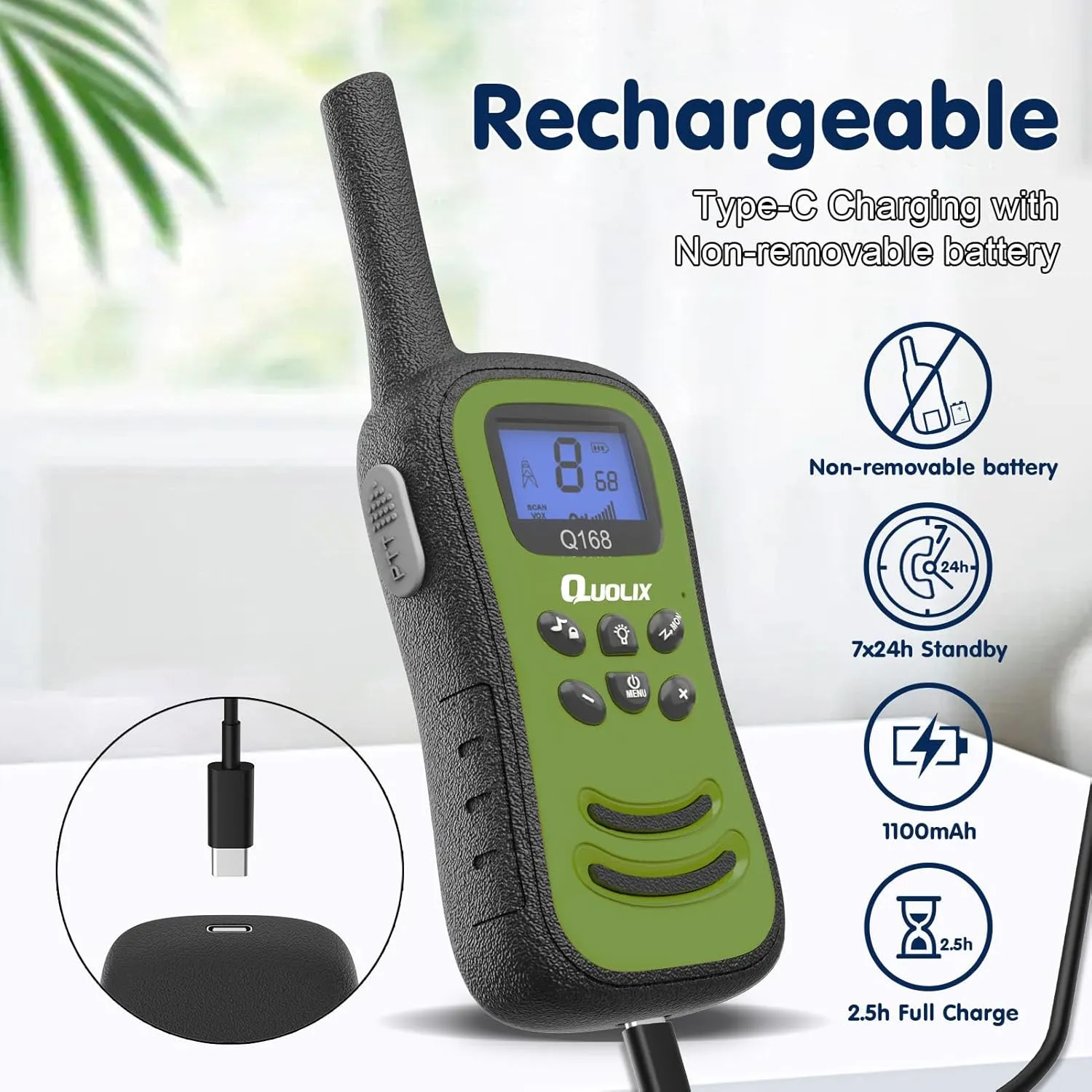 Quolix Walkie Talkies for Kids Rechargeable, Toys for Age 5-13 Girls LED Flashlight, VOX, Easy to Use Kids Walkie Talkies Long Range for Christmas Birthday Gifts Indoor and Outdoor Toys