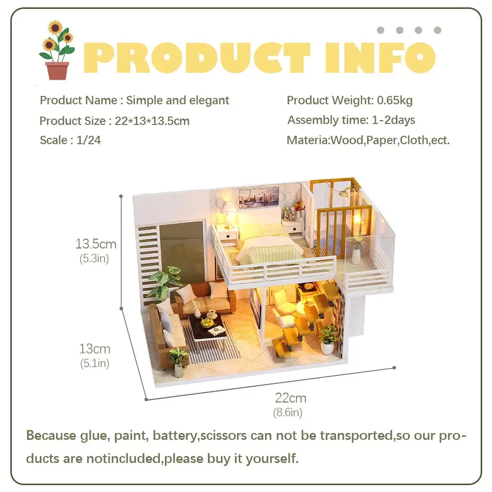 "Simple and Elegant" Miniature Dollhouse Kit