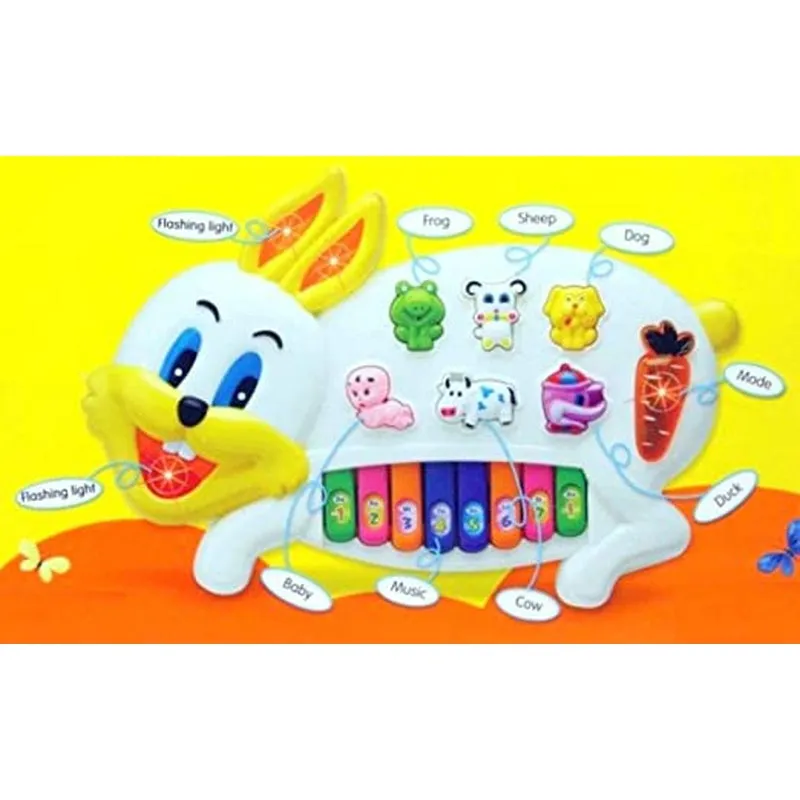 Rabbits Musical Piano with 3 Modes (Animal Sounds, Flashing Lights & Wonderful Music) - Battery Included