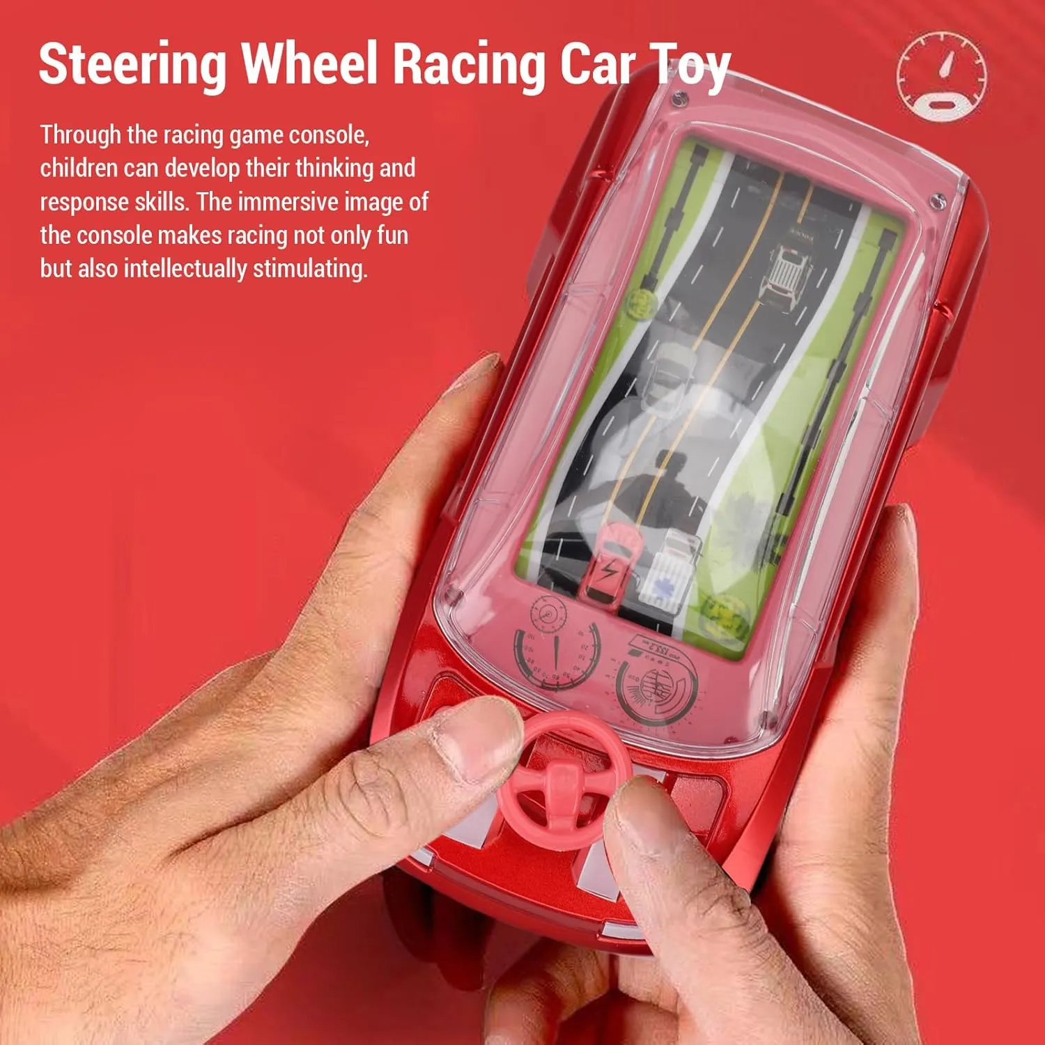 Racing Adventure Car Steering Wheel Toy Driving Games Racing Car Game Console Kids Parent Child Dual Player Mode Interaction Adventure Car Steering Wheel Toy For Kids (Red)
