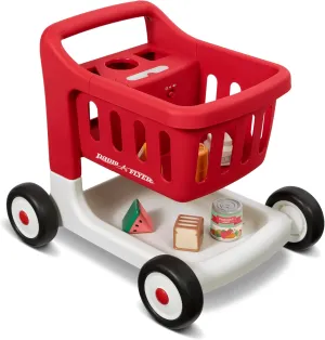 Radio Flyer Scan & Sort Shopping Cart with Lights & Sounds, Baby Walker with Wheels, Red Shopping Cart for Kids Ages 1 