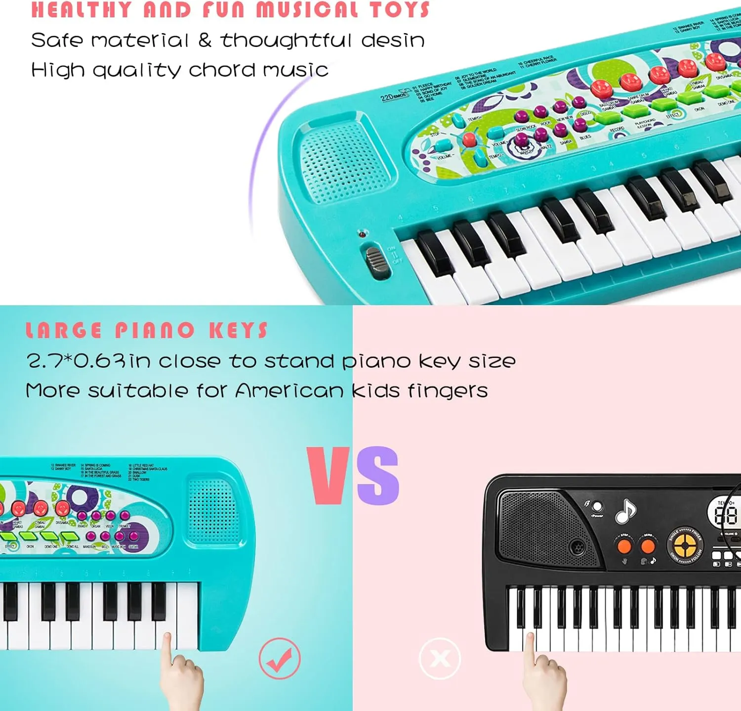 Raimy Mini Keyboard Piano for Kids, 32 Keys Portable Piano Early Learning Educational Electronic Music Keyboard Instrument Toys for 3 4 5 6 Year Old Boys and Girls (Blue)