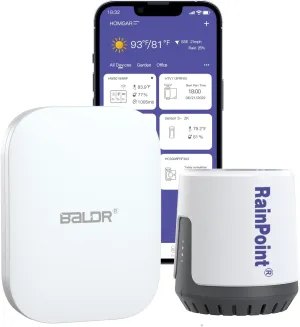 RAINPOINT Wireless Digital Rain Gauge Outdoor with App - Smart Rain Gauge with Accurate Weather Sensor - Complete Home Weather Stations Kit with Water Gauges and 2.4 GHz Wi-Fi Smart Gateway Hub